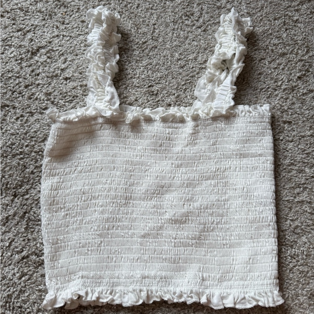 SHEIN White Smocked Tank Top